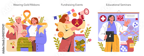 Childhood Cancer Awareness Month. Flat Vector Illustration