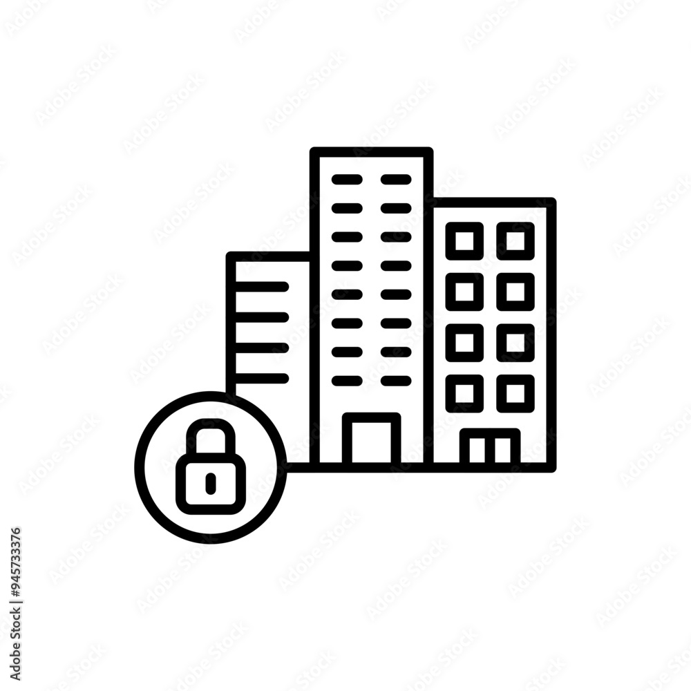 Quarantine city outline icons, minimalist vector illustration ,simple transparent graphic element .Isolated on white background