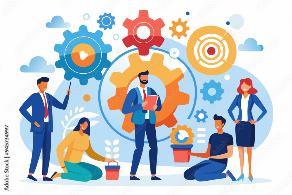Roles and responsibilities, teamwork or resource management, work delegation, role definition or supervision, job position or organization concept, business man on gear cogwheels work with employees
Roles and responsibilities, teamwork or resource management, work delegation, role definition or supervision, job position or organization concept, business man on gear cogwheels work with employees