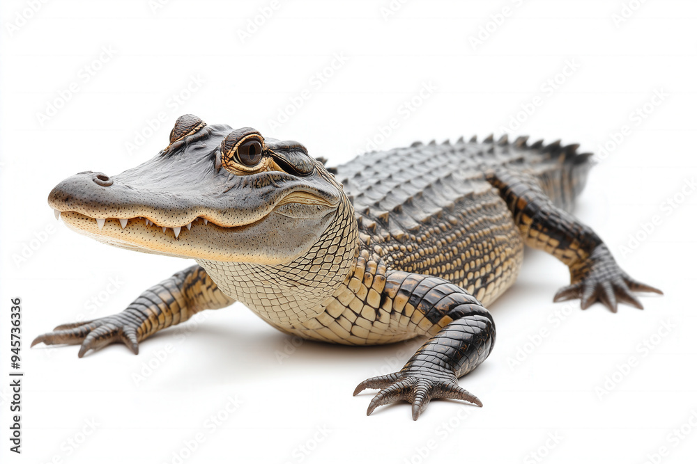 Naklejka premium Alligator White Background
