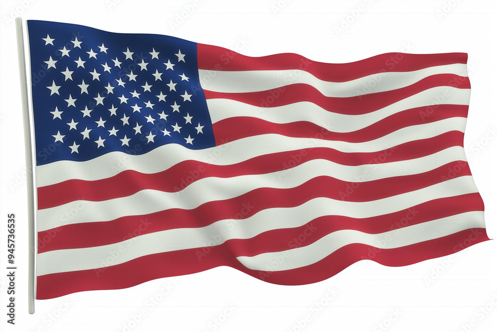 American Flag Waving On White Background American Flag Waving On White Background