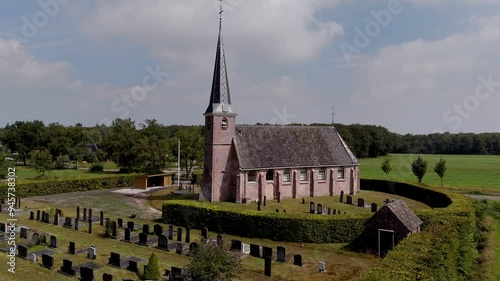 Aerial View of Nicolaaskerk in Nijeholtpade, Friesland, Netherlands photo