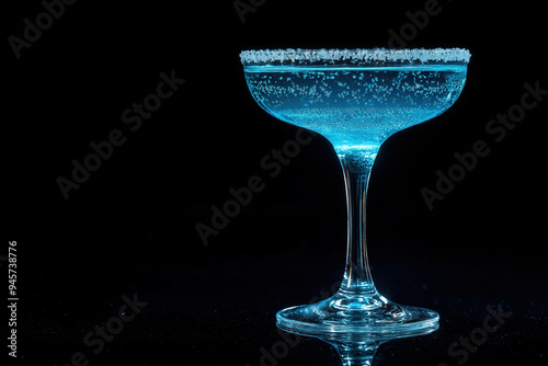Blue Cocktail On Black Back...