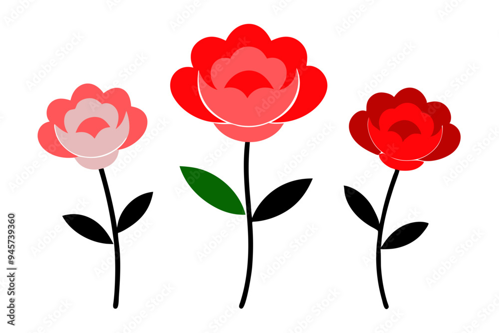 Colorful Flower Drawing: Vibrant Blooms on a White Background Colorful Flower Drawing: Vibrant Blooms on a White Background