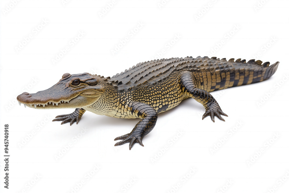 Naklejka premium Crocodile On White Background