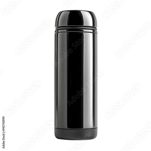 Sleek Black Thermos Bottle photo