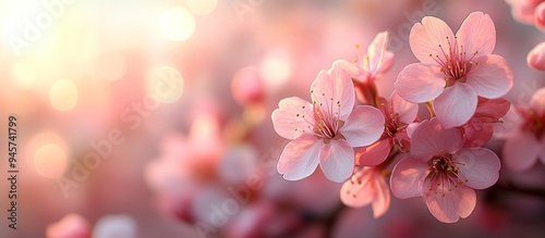 Delicate Pink Cherry Blossoms in Spring