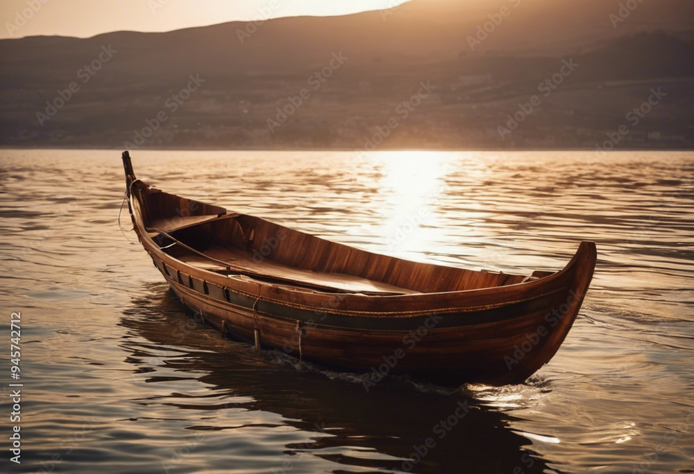 wooden boat from bible era of Jesus Christ on the Sea of Galilee in Israel wooden boat from bible era of Jesus Christ on the Sea of Galilee in Israel