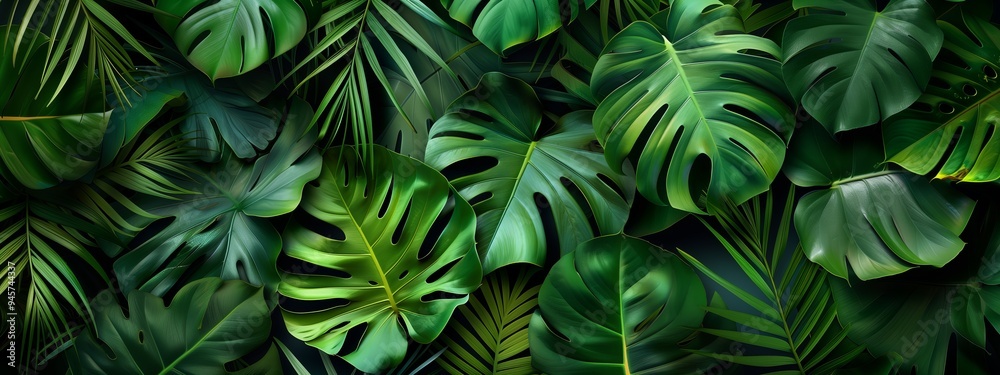 Tropical Leaves Pattern: Lush Green Foliage Texture Tropical Leaves Pattern: Lush Green Foliage Texture