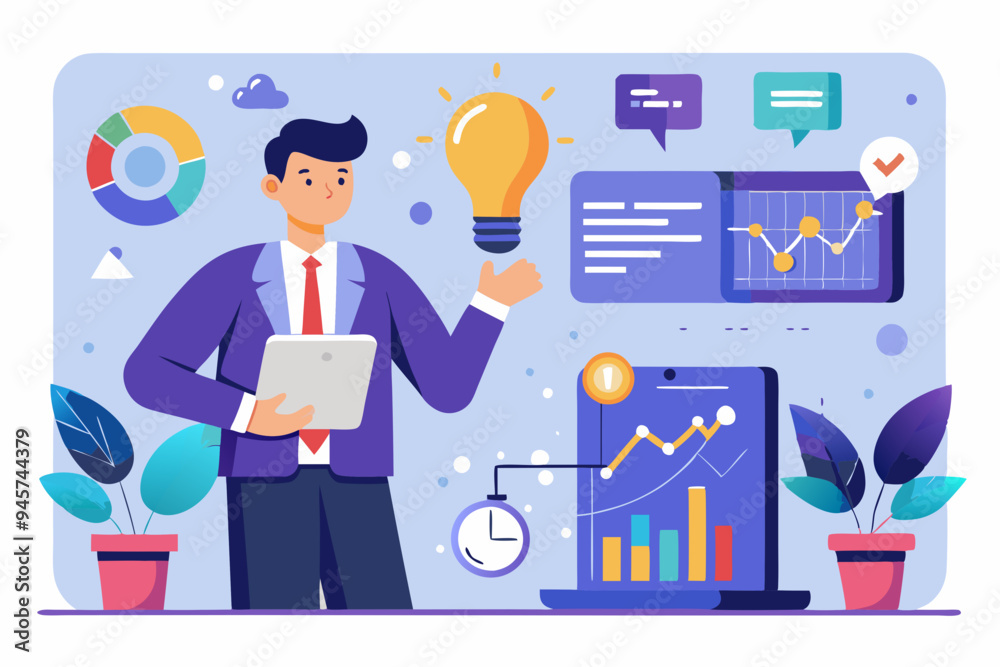 Data scientist analyze data for business insight, intelligence information on marketing research, analytics visualization dashboard, chart and graph concept, businessman analyze data with lightbulb.
Data scientist analyze data for business insight, intelligence information on marketing research, analytics visualization dashboard, chart and graph concept, businessman analyze data with lightbulb.