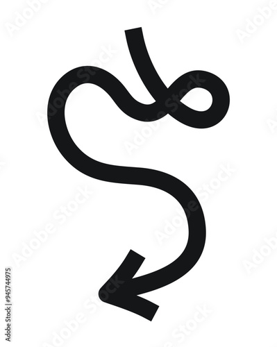 Hand drawn thick curly arrow to the left