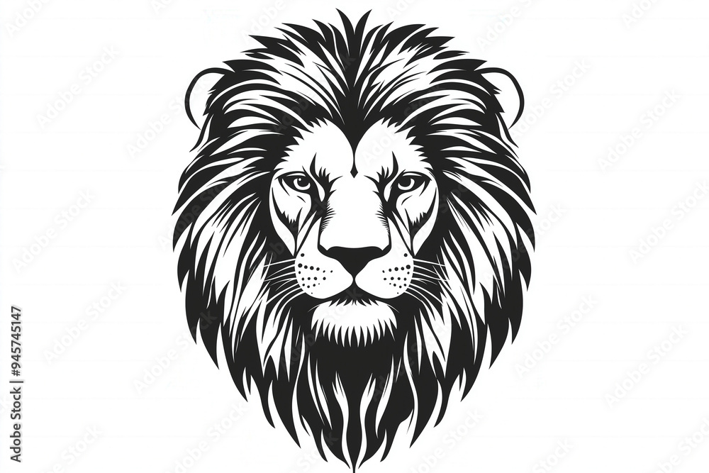 Fototapeta premium Lion Head On White Background