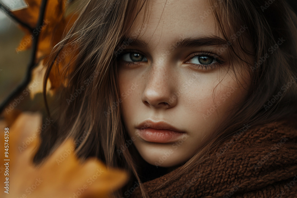 Dramatic quiet autumn scene, sad minded person contemplating rainy day, Generative AI