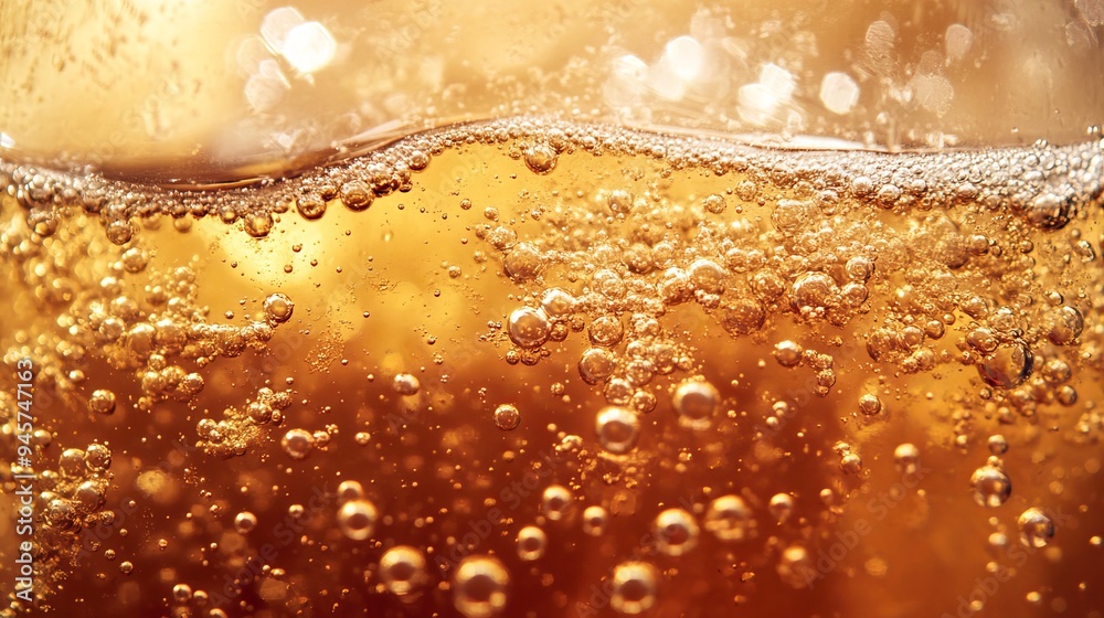 Refreshing cola flavored soda with carbonated bubbles in a vintage tone. This image features a macro cola background with ice and bubbles, creating a side view of the beverage. Refreshing cola flavored soda with carbonated bubbles in a vintage tone. This image features a macro cola background with ice and bubbles, creating a side view of the beverage.