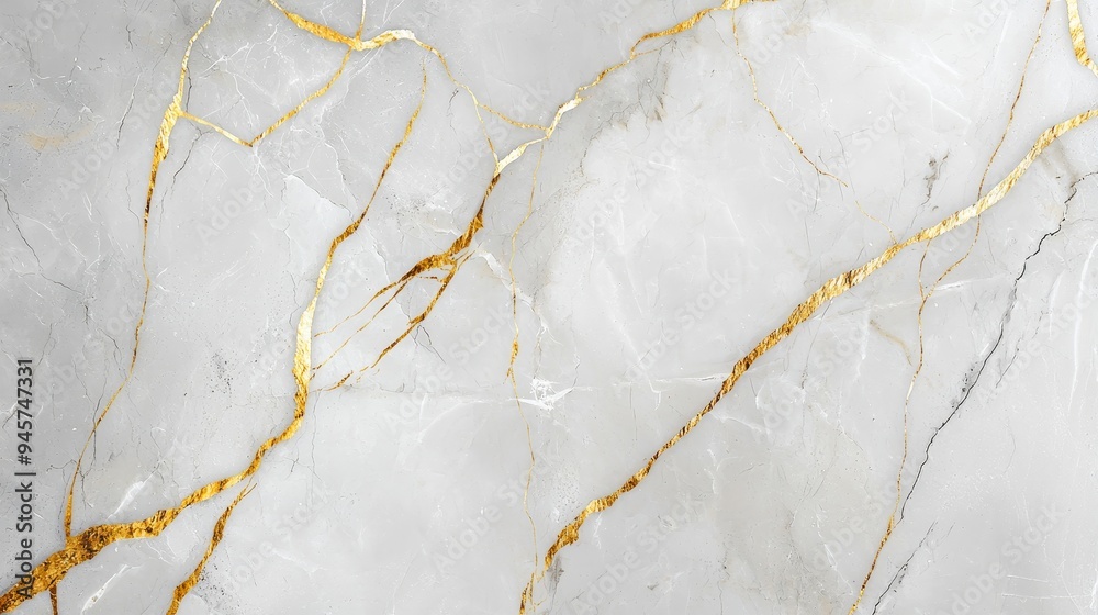 Fototapeta premium A chic marble background with veins of gold running through soft gray and white stone