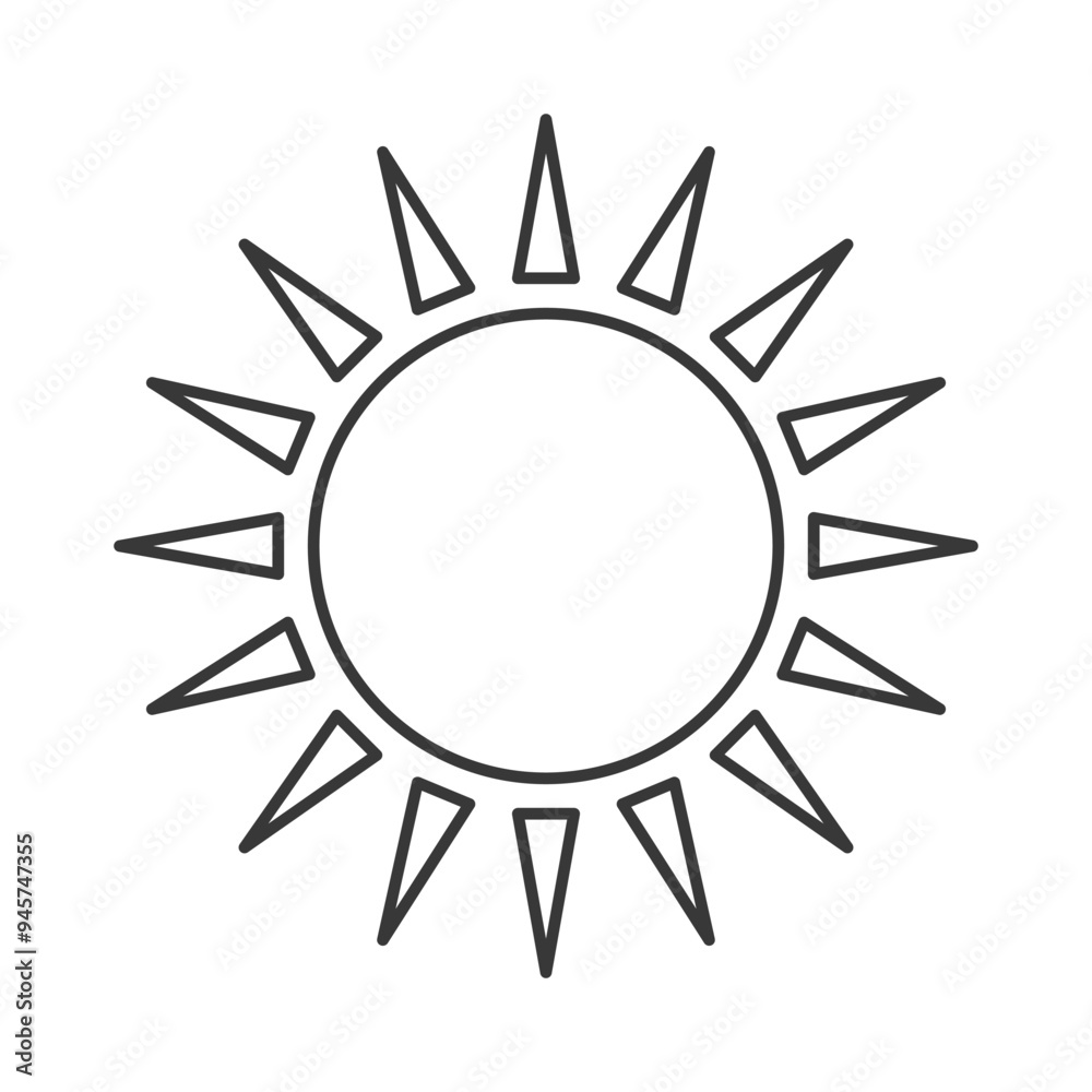 Summer Sun Outline Icon On White Background Vector Illustration Summer Sun Outline Icon On White Background Vector Illustration