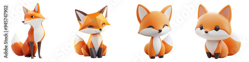 A collection of cute and lively fox illustrations showcasing different poses and expressions in vibrant colors.