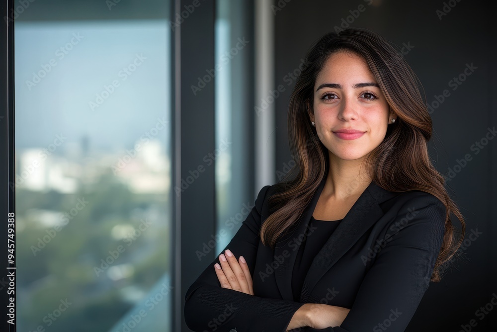 Latina Business Leader: A portrait of a successful Latina businesswoman, possibly with a cityscape or modern office in the background. Latina Business Leader: A portrait of a successful Latina businesswoman, possibly with a cityscape or modern office in the background.