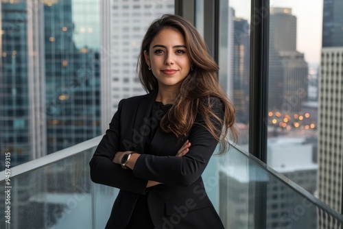 Latina Business Leader: A portrait of a successful Latina businesswoman, possibly with a cityscape or modern office in the background.