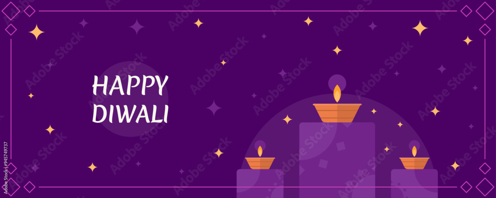 Diwali banner with various geometric shapes, light, stars, etc. Diwali banner with various geometric shapes, light, stars, etc.