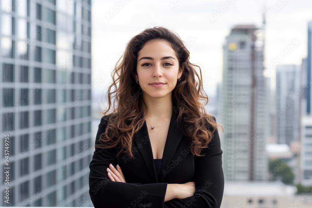 Latina Business Leader: A portrait of a successful Latina businesswoman, possibly with a cityscape or modern office in the background. Latina Business Leader: A portrait of a successful Latina businesswoman, possibly with a cityscape or modern office in the background.