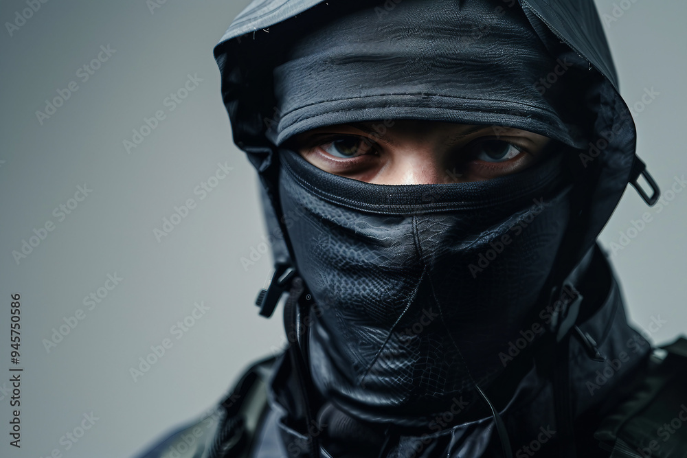 Thief in black clothes criminal action shop lifting street violence citizen robbery, Generative AI Thief in black clothes criminal action shop lifting street violence citizen robbery, Generative AI