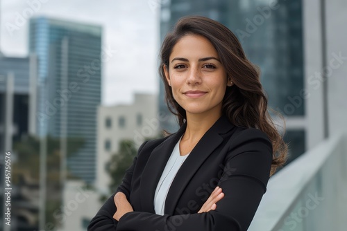 Latina Business Leader: A portrait of a successful Latina businesswoman, possibly with a cityscape or modern office in the background.