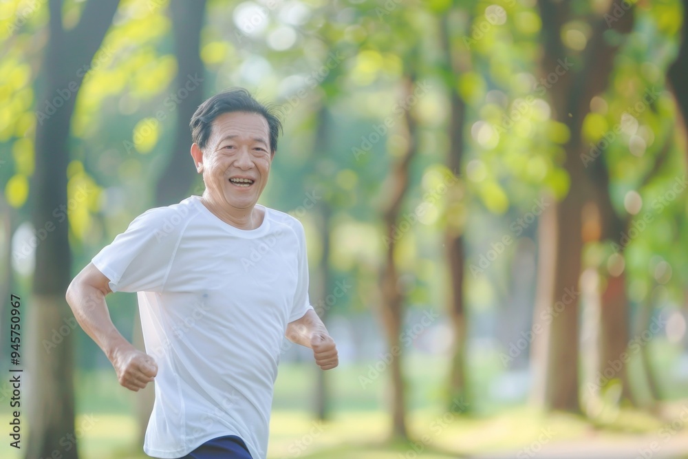 Healthy elder asian man running jogging adult. Healthy elder asian man running jogging adult.