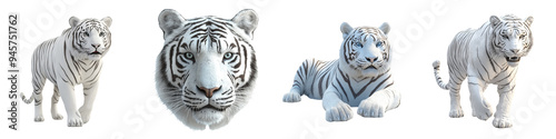 A stunning collection of white tiger images showcasing their beauty and grace in various poses and perspectives.