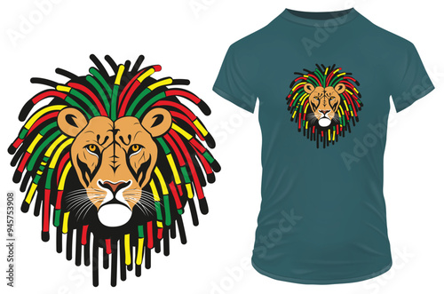 A cool Rastafarian lion with colorful dreadlocks. Vector illustration for tshirt, website, clip art, poster and print on demand merchandise.