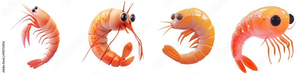 Colorful shrimp illustrations showcasing various angles and details, perfect for seafood or marine-themed projects. Colorful shrimp illustrations showcasing various angles and details, perfect for seafood or marine-themed projects.