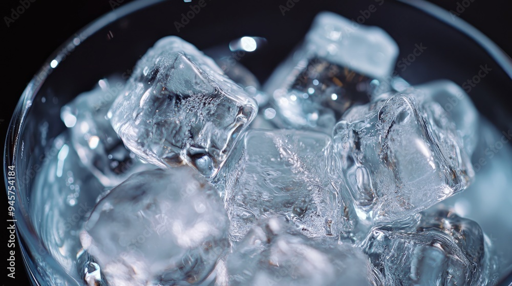 Close-up of Ice Cubes in a Glass Close-up of Ice Cubes in a Glass