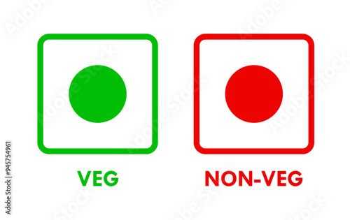 Veg and Non Veg Food Packaging Mark Symbol Icons Illustration