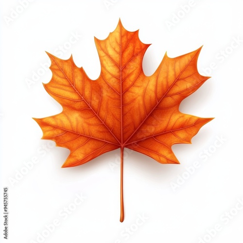 maple autumn orange leaf isolated on white background, vector illustration