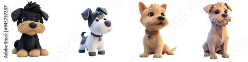 A charming lineup of cute cartoon dogs showcasing various breeds and expressions, perfect for pet lovers and children's content.