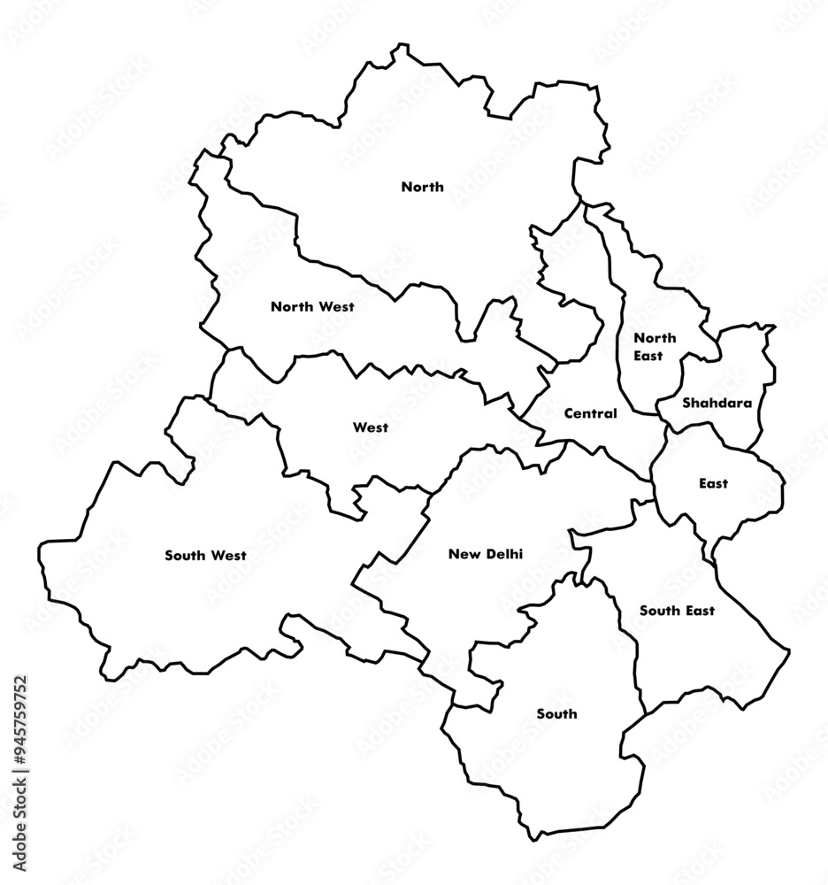 Obraz premium Delhi Map Outline Style Map With Labels Location Illustration