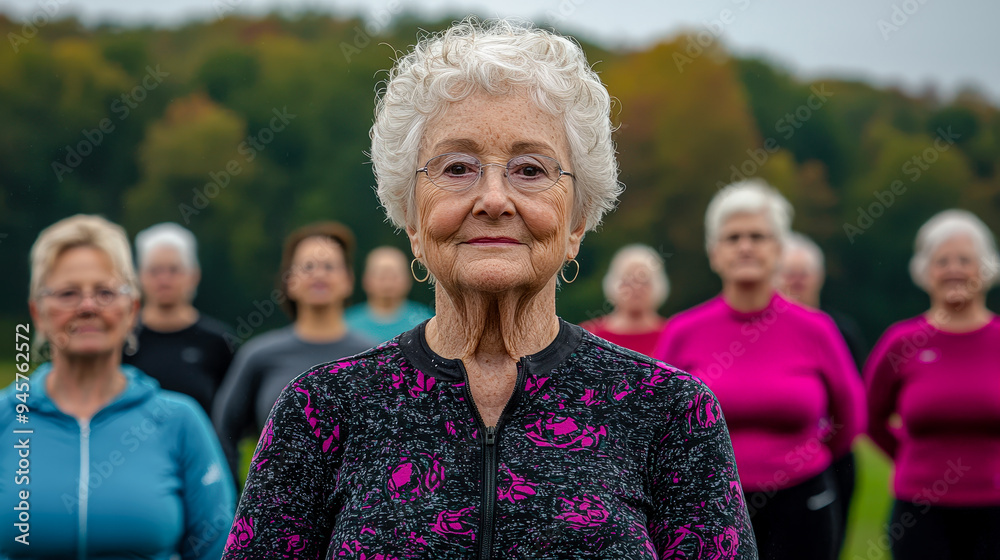 Empowered Aging A Joyful Seniors Proudly Demonstrates Her Strength During a Group Fitness Class Emphasizing the Importance of Staying Active and Healthy in Later Life Empowered Aging A Joyful Seniors Proudly Demonstrates Her Strength During a Group Fitness Class Emphasizing the Importance of Staying Active and Healthy in Later Life