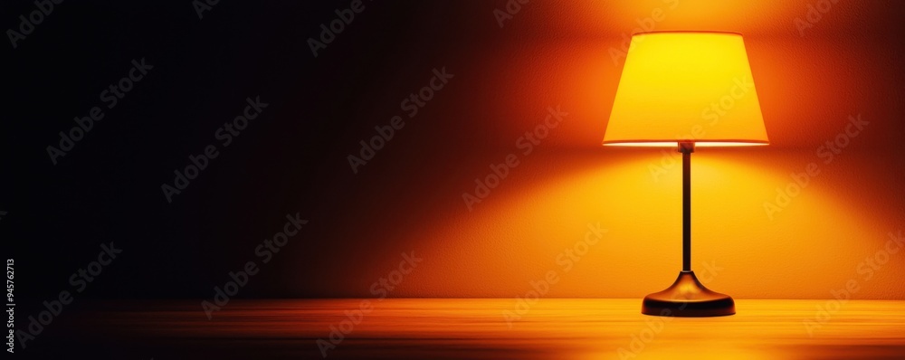 A stylish lamp emits warm orange light, creating a cozy atmosphere in a darkened space. Perfect for home decor or ambiance. A stylish lamp emits warm orange light, creating a cozy atmosphere in a darkened space. Perfect for home decor or ambiance.
