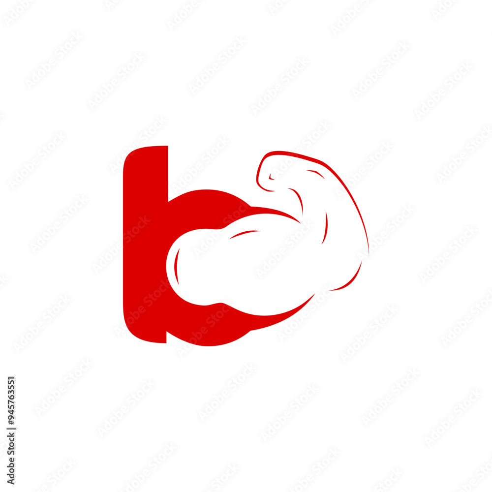 A combination logo between fitness hands with letters, numbers, alphabet, initials with a red base color for business purposes and others A combination logo between fitness hands with letters, numbers, alphabet, initials with a red base color for business purposes and others