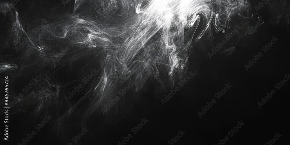 Fototapeta premium Ethereal mist dances in twisting smoke against a dark background with light contrasts