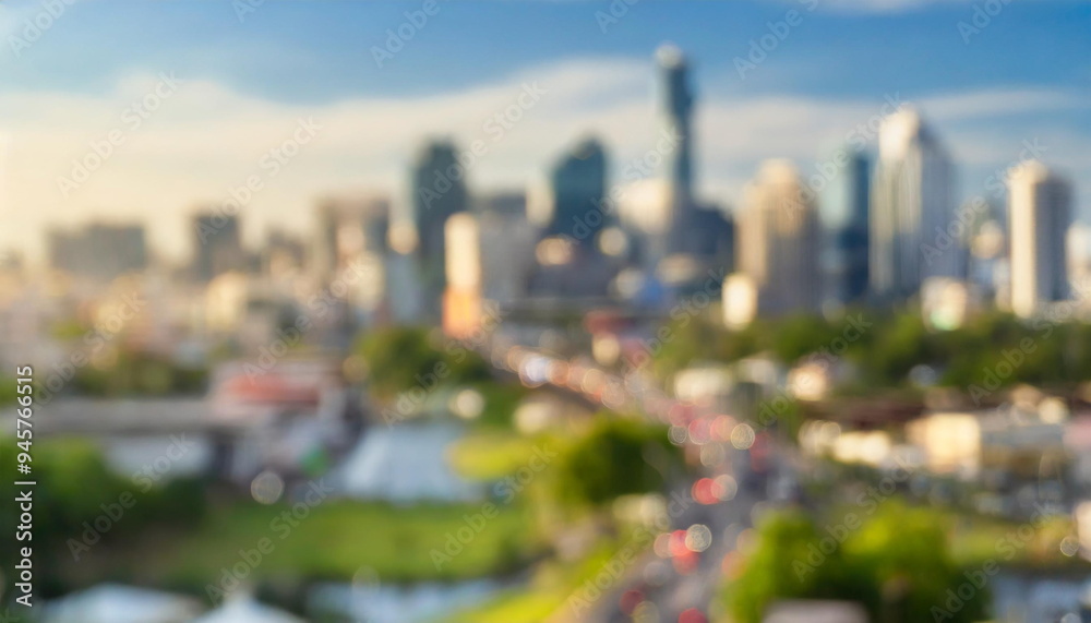 Fototapeta premium Blurred bokeh of city background at day time