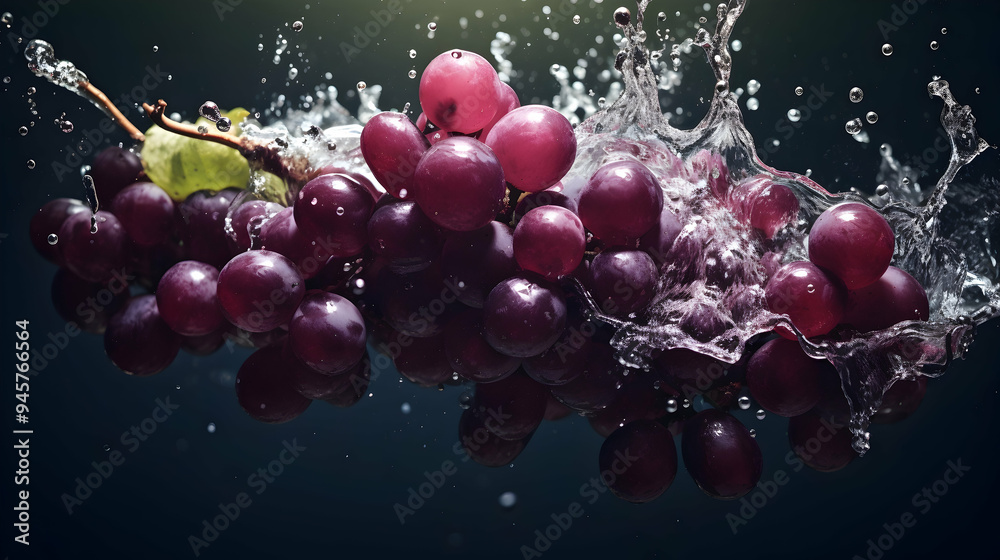 Grapes dropping into water a captivating moment Grapes dropping into water a captivating moment