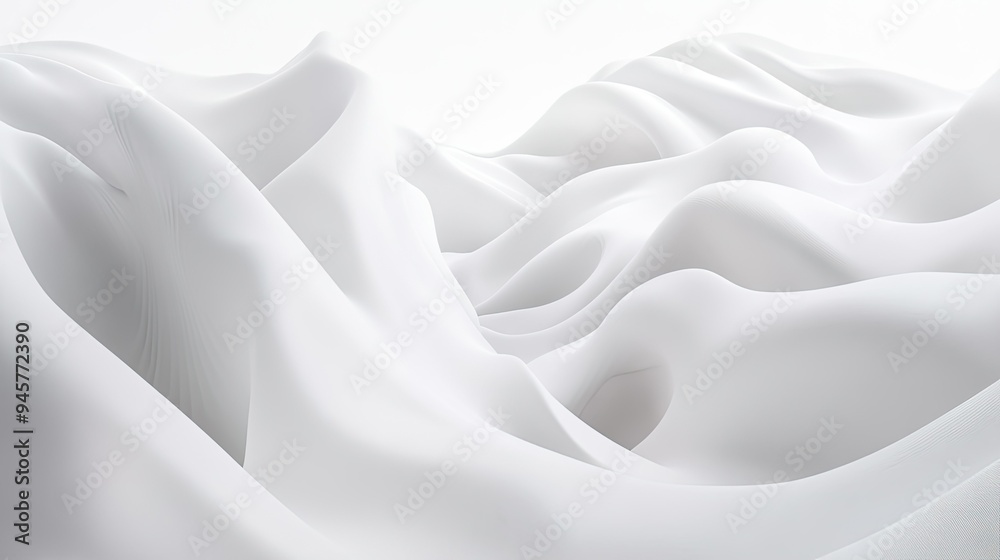 Obraz premium Abstract white wave patterns forming a fluid, dynamic background perfect for minimalist designs.