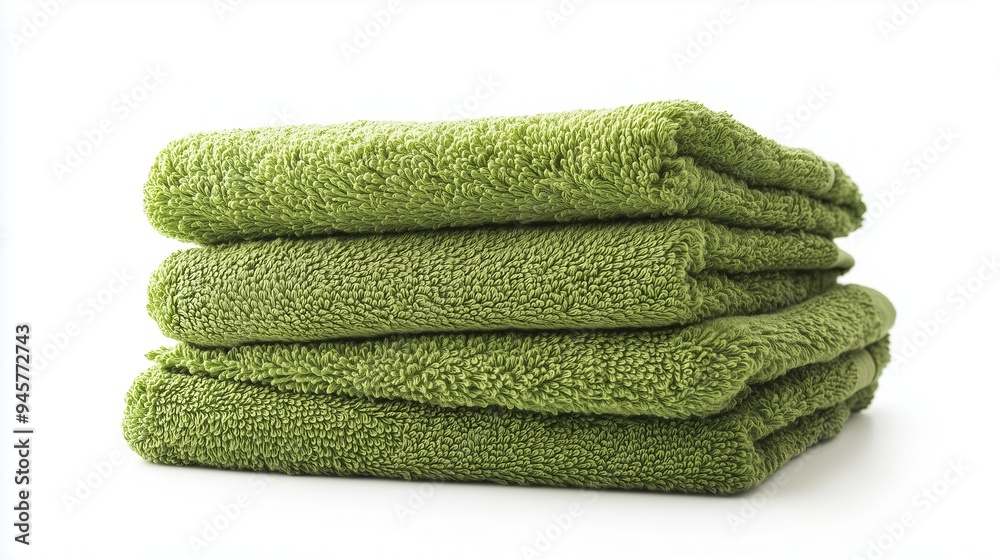 custom made wallpaper toronto digitalStack of green towels on white background, isolated