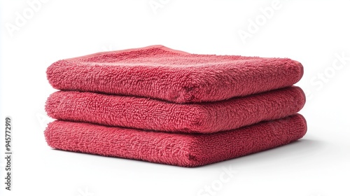 Stack of red towels on a white background, isolated