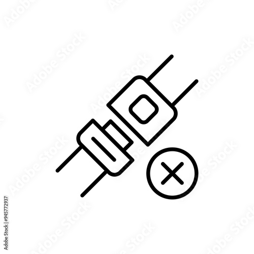Wrong Seatbelt outline icons, minimalist vector illustration ,simple transparent graphic element .Isolated on white background