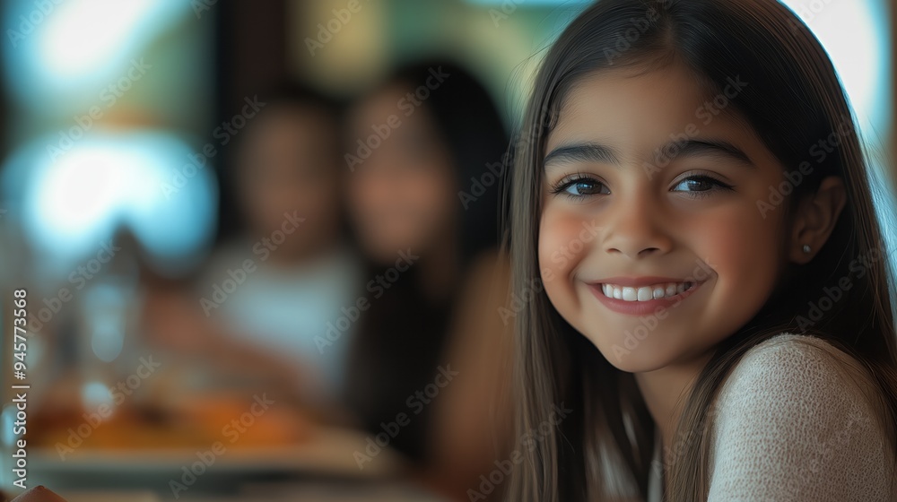 Smiling Young Girl Portrait - Happy Child with Brown Hair Smiling Young Girl Portrait - Happy Child with Brown Hair