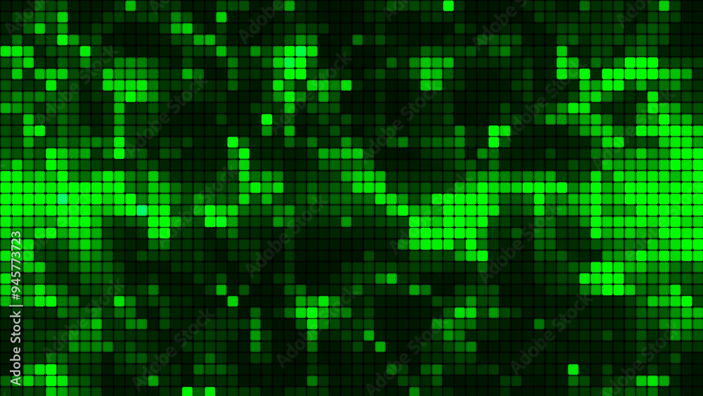 Green mosaic background in technology concept. Abstract multicolored LED squares. Technology digital square green color background. Bright pixel grid background. 3D rendering Green mosaic background in technology concept. Abstract multicolored LED squares. Technology digital square green color background. Bright pixel grid background. 3D rendering