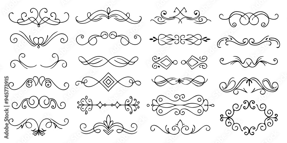 A collection of intricate black decorative designs A collection of intricate black decorative designs