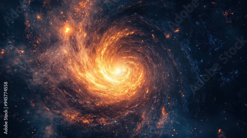 Cosmic Swirl Vibrant Galaxy with Orange and Blue Hues